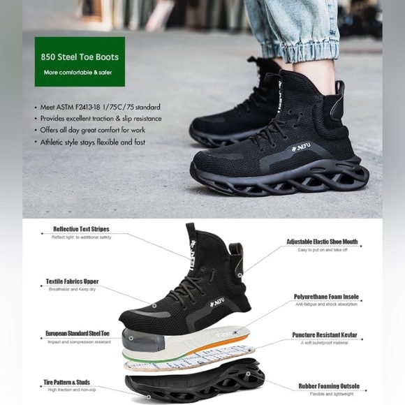 "JIEFU HighTop 850 Steel Toe Safety Work Shoes - Picture 15 of 16